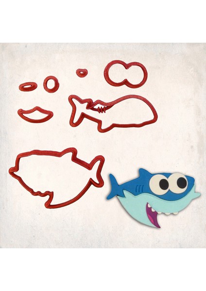 Baby Shark Detay Kurabiye Kalıp Seti 7’li