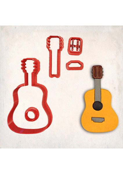 Akustik Gitar Detay Kurabiye Kalıp Seti 4’lü