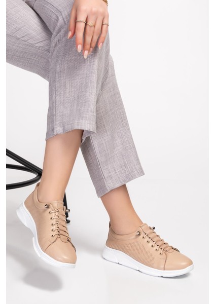ARTI ARTI AYAKKABI Kadın Deri Ortopedik Bej Sneaker Ayakkabı modelleri