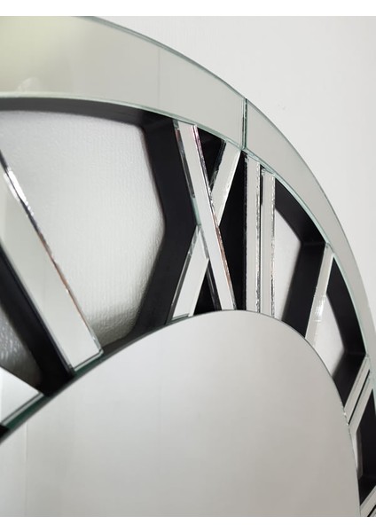 Future Roma Silver Model Gümüş Renk 70 Cm Dekoratif Aynalı Duvar Saati