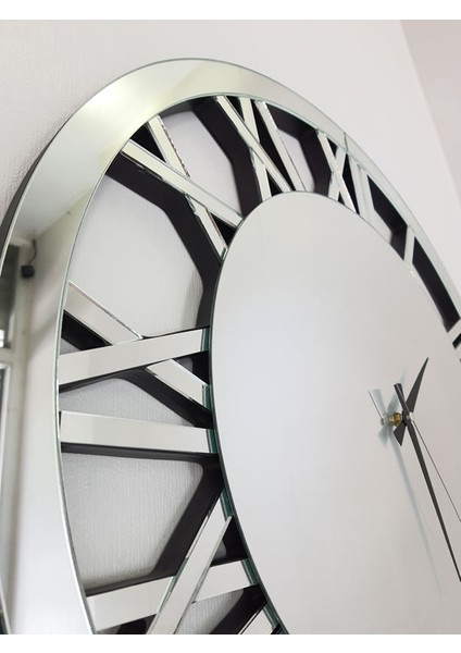 Future Roma Silver Model Gümüş Renk 70 Cm Dekoratif Aynalı Duvar Saati