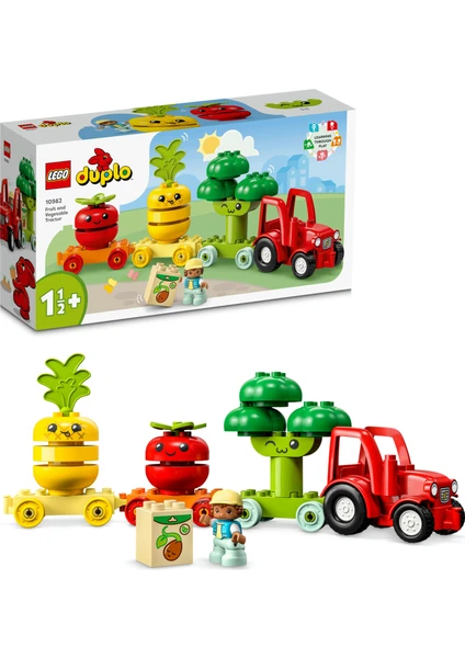 LEGO® DUPLO® İlk Meyve Sebze Traktörü 10982 - 18 Ay ve Üzeri Küçük Çocuklar için Çiftçilik Temalı Eğitici Oyuncak Yapım Seti (19 Parça)