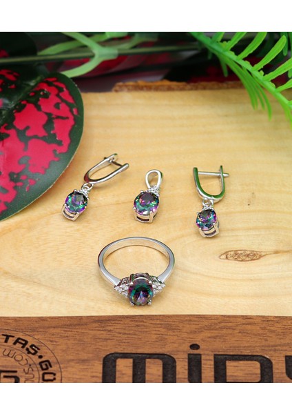 Mistik Topaz Taşlı 925 Ayar Gümüş Üçlü Set 201021907 modelleri