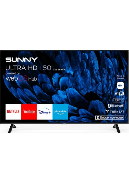 SN50FMN252 50" 127 Ekran Dahili Uydu Alıcılı 4K Ultra HD Smart LED TV