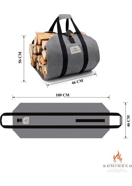 Şömine Odun Taşıma Çantası Suya Dayanıklı Büyük Hacimli
