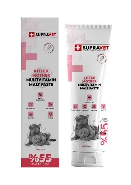 Supravet Kitten & Mother Kalsiyum ve Taurinli Multivitamin Malt Paste 100 gr