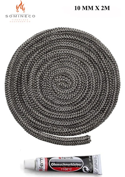 Ithal  Yanmaz Soba Şömine Fitili 10 mm x   2.5 m + Fermit Yapıştırıcı 17 ml