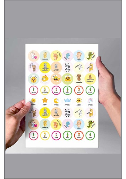 Sevimli Hayvanlar Kedi Köpek Emoji Ödev Etiket Sticker Öğretmen Aferin Harikasın Etiketleri 96 Adet indirimleri
