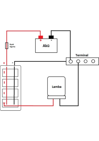 4 Anahtar Swicth Panel Slim Model Kırmızı Işık Sembollü 12-24V fırsatları