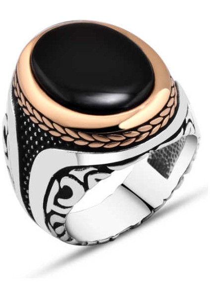 Oniks Taşlı Erkek Yüzük