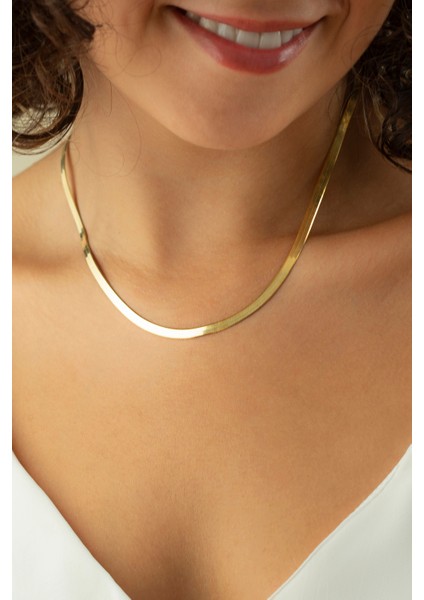 Kadın 925 Ayar Gümüş Italyan Yassı Zincir Kolye