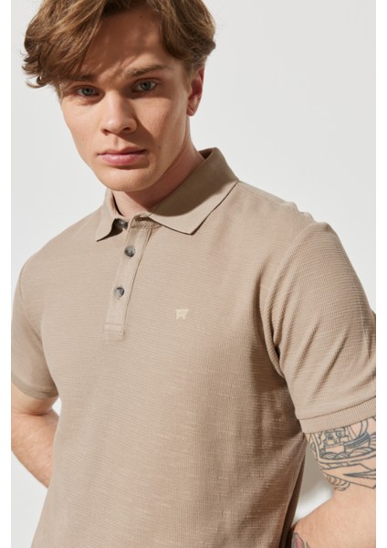 Polo Yaka T-shirt Bej Erkek Kısa Kol T-Shirt modelleri