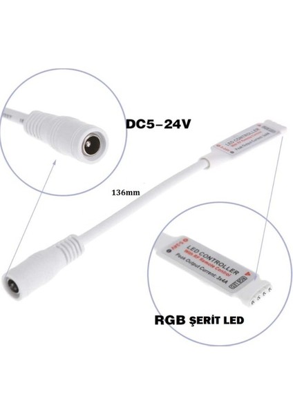 Rf Soketli Uzaktan Kumandalı Şerit LED Dimmer LED Işık Kontrolü 12V/24V