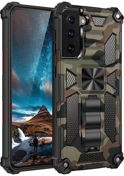 For Samsung Galaxy S21 Ağır Koruma Kamuflaj Zırh Cep Telefonu Kılıfları (Yurt Dışından)