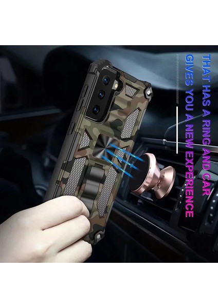 For Samsung Galaxy S21 Ağır Koruma Kamuflaj Zırh Cep Telefonu Kılıfları (Yurt Dışından)