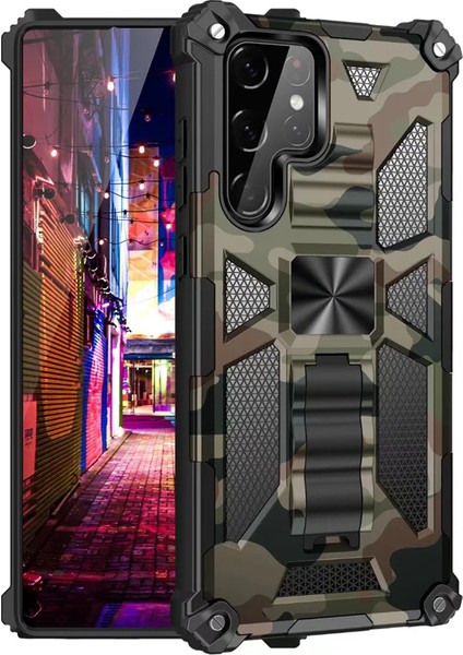 For Samsung Galaxy S22 Ultra Ağır Koruma Kamuflaj Zırh Cep Telefonu Kılıfları (Yurt Dışından)