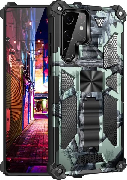 For Samsung Galaxy S22 Ultra Ağır Koruma Kamuflaj Zırh Cep Telefonu Kılıfları (Yurt Dışından)