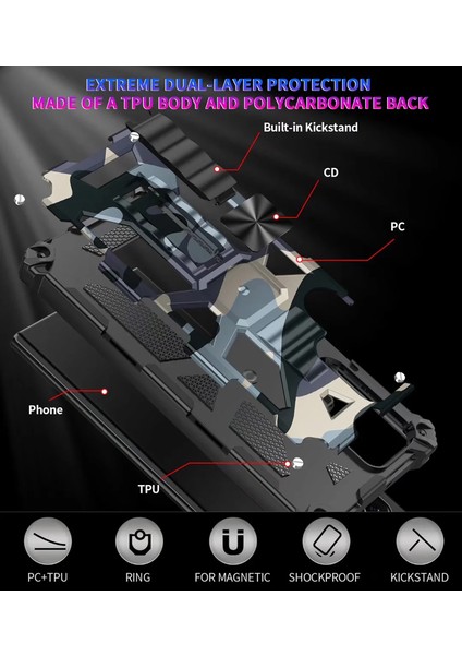 For Samsung Galaxy S21 Ultra Ağır Koruma Kamuflaj Zırh Cep Telefonu Kılıfları (Yurt Dışından)