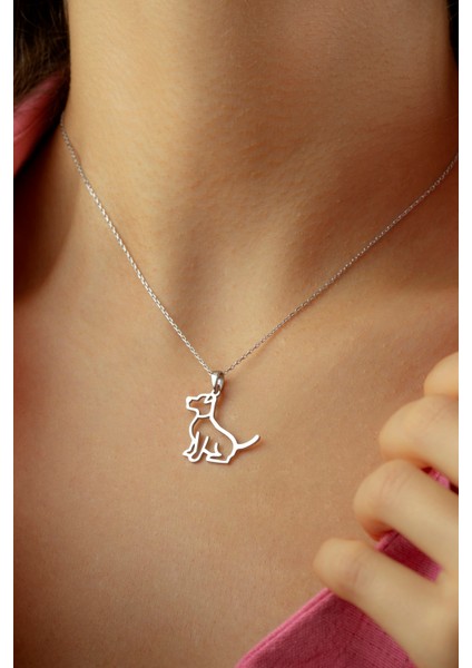 Kadın 925 Ayar Gümüş Köpek Kolye