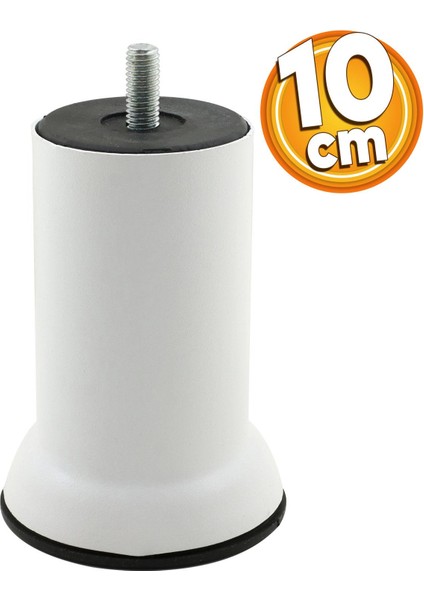 Mobilya Metal Kanepe Baza Koltuk Destek Ayağı M8 Civata Beyaz Metal Ayak 10 cm