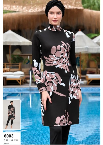 Kadın Uzun Kollu Likralı Tam Kapalı Tesettür Mayo 8003 Siyah