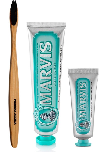 Pharma Acqua Bambu Diş Fırçası + Marvis Anise Mint 2'li 85 ml + 25 ml