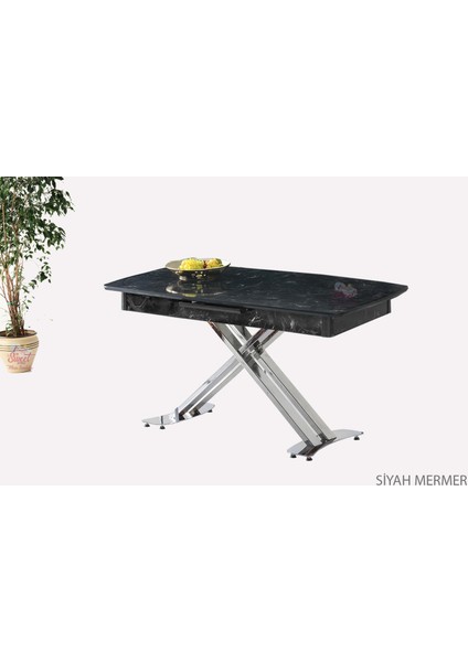 Açılır Milano Masa Mdf x Krom Metal Ayak ( Ortadan Açılır ) 70 x 120 cm