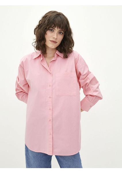 Lcw Casual Önden Düğme Kapamalı Düz Uzun Kollu Oversize Poplin Kadın Gömlek fiyatları