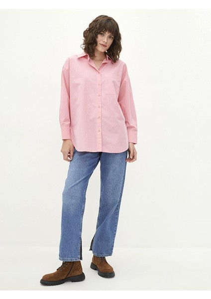Lcw Casual Önden Düğme Kapamalı Düz Uzun Kollu Oversize Poplin Kadın Gömlek modelleri