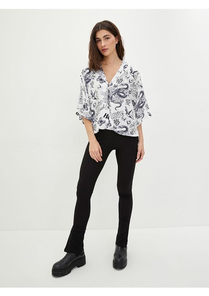 Lcw Casual Lcw Casual Ceket Yaka Baskılı Kısa Kollu Viskon Kadın Gömlek fiyatları