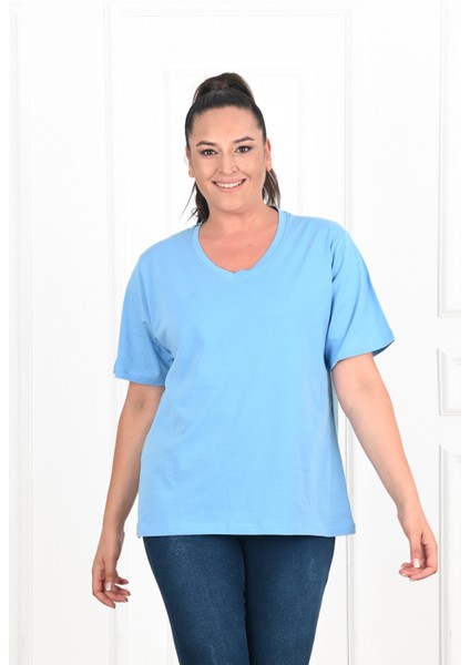 Koza Butik Kadın V Yaka Basic T-Shirt 1297-22