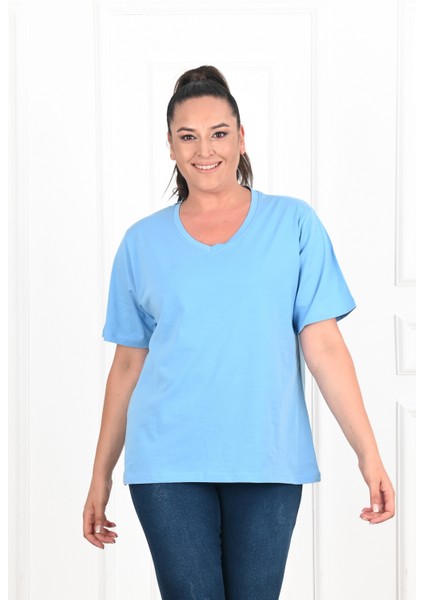 Kadın V Yaka Basic T-Shirt 1297-22 fiyatları