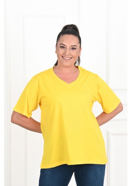 Kadın V Yaka Basic T-Shirt 1297-22 fırsatları