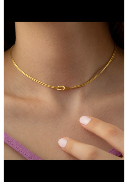 Kadın 925 Ayar Gümüş Zincir Düğüm Kolye