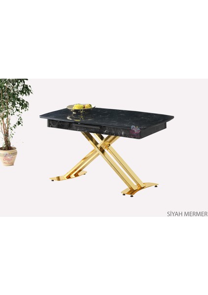 Açılır Milano Masa Mdf x Gold Metal Ayak ( Ortadan Açılır ) 70X120 cm