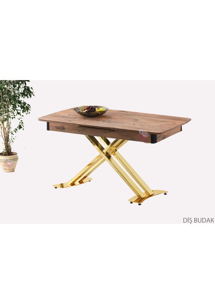 Açılır Milano Masa Mdf x Gold Metal Ayak ( Ortadan Açılır ) 70X120 cm