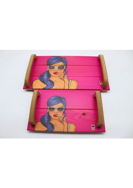 Tepsi Seti Pop-Art 2' Li Pembe
