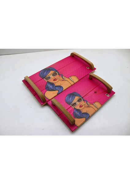 Tepsi Seti Pop-Art 2' Li Pembe