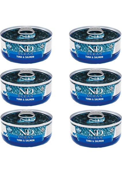 Ocean Ton Balığı ve Somonlu Yetişkin Kedi Konservesi 70 gr 6 Adet