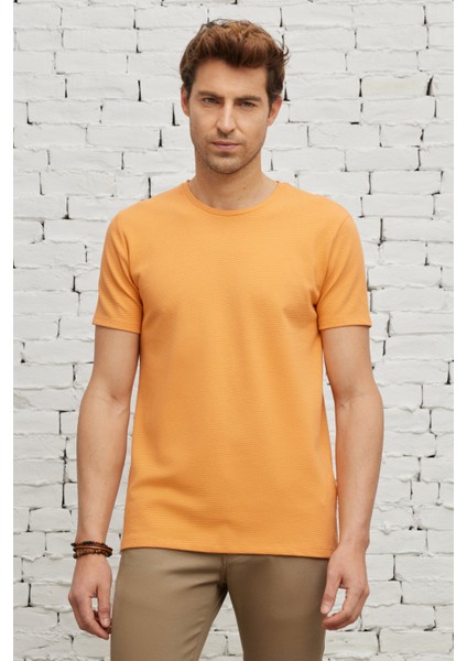 AC&Co / Altınyıldız Classics Erkek Kavun Icı Slim Fit Dar Kesim Modal Bisiklet Yaka Yumuşak Tuşeli Esnek Basic Tişört