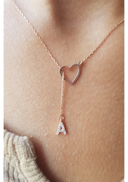 Kadın 925 Ayar Gümüş Kalpli Harf Kolye