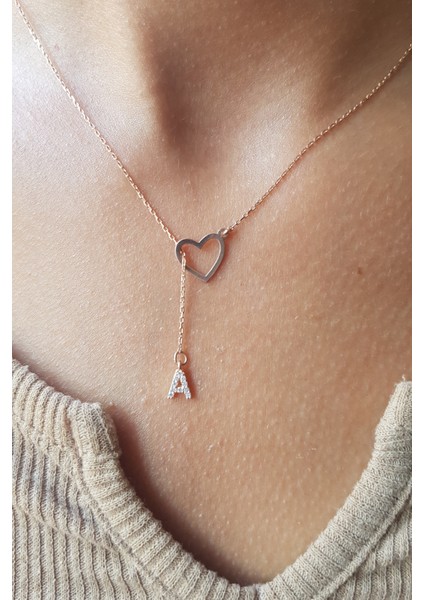 Kadın 925 Ayar Gümüş Kalpli Harf Kolye fiyatları