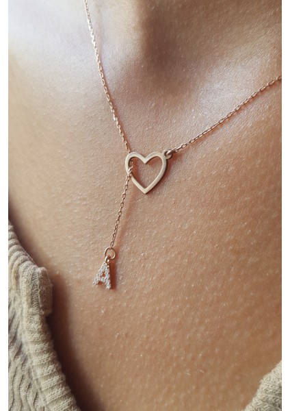 Kadın 925 Ayar Gümüş Kalpli Harf Kolye modelleri