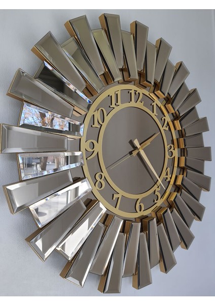 Güneş Twins Golden Latin Bronze Model Altın Bronz Renk 70 Cm Dekoratif Aynalı Duvar Saati fiyatları