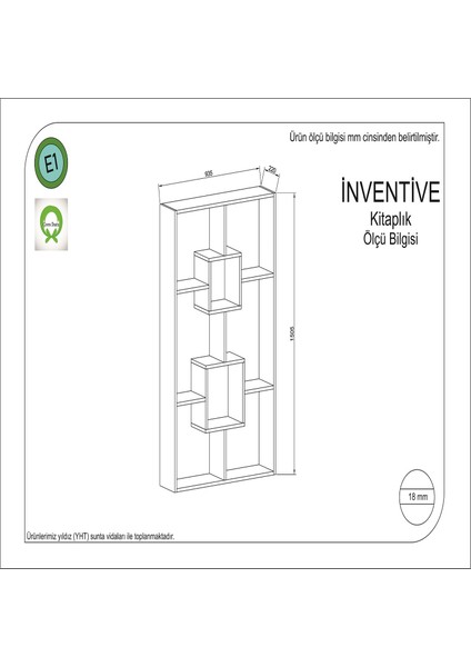 Inventine Kitaplık Beyaz Ceviz