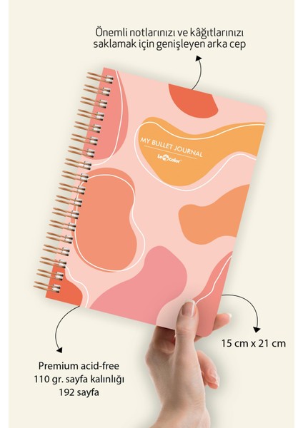 Le Color Noktalı Bullet Journal Pro Defter Pastel Lava A5