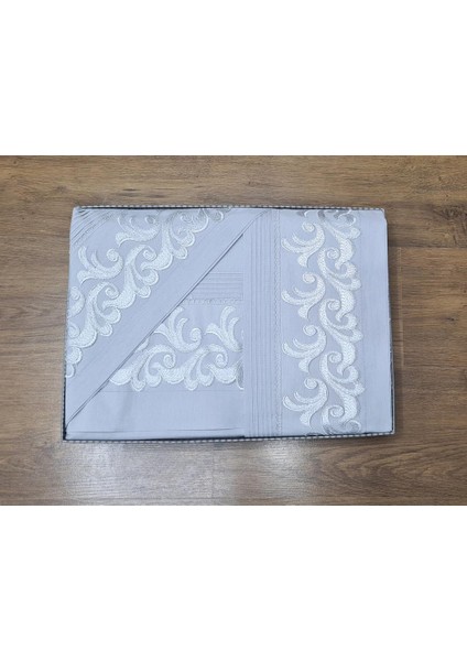 Fransız Güpürlü Nervürlü Belinda Nevresim Takımı Gri