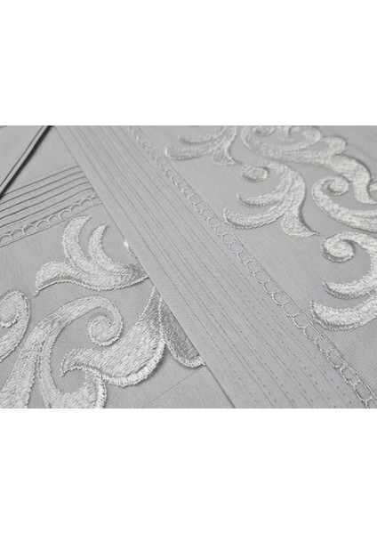 Fransız Güpürlü Nervürlü Belinda Nevresim Takımı Gri modelleri