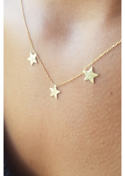 Kadın 925 Ayar Gümüş Yıldızlı Harf Kolye modelleri