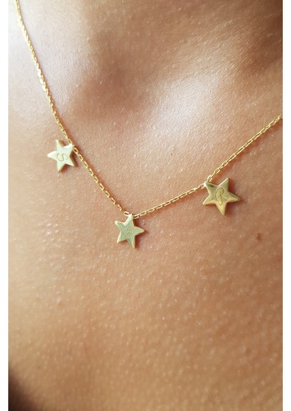 Kadın 925 Ayar Gümüş Yıldızlı Harf Kolye fırsatları